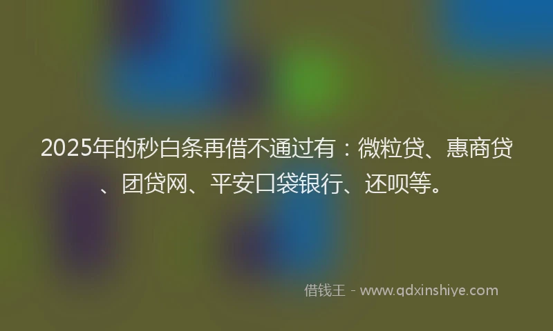 2025年的秒白条再借不通过有：微粒贷、惠商贷、团贷网、平安口袋银行、还呗等。