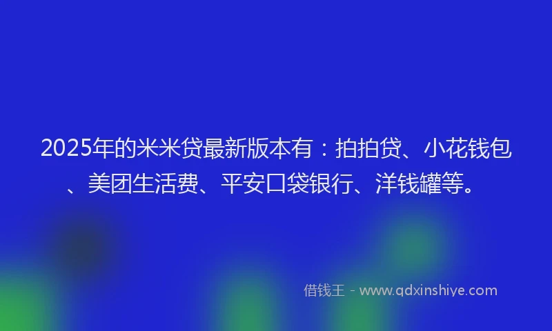 2025年的米米贷最新版本有：拍拍贷、小花钱包、美团生活费、平安口袋银行、洋钱罐等。