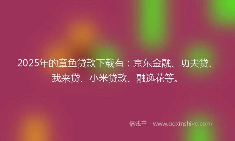 2025年的章鱼贷款下载有：京东金融、功夫贷、我来贷、小米贷款、融逸花等。
