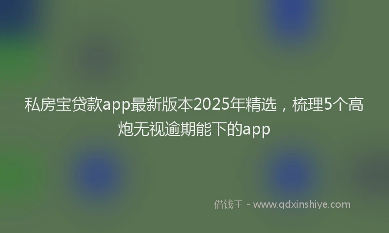 私房宝贷款app最新版本2025年精选，梳理5个高炮无视逾期能下的app