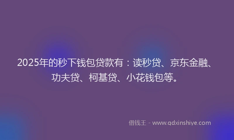 2025年的秒下钱包贷款有：读秒贷、京东金融、功夫贷、柯基贷、小花钱包等。