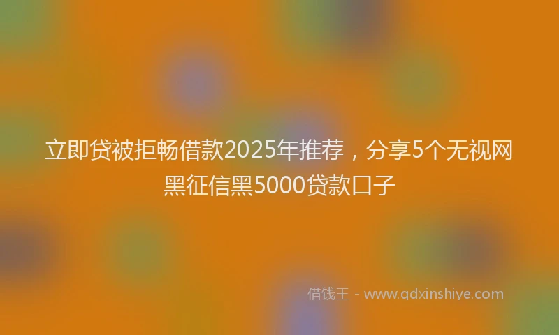立即贷被拒畅借款2025年推荐，分享5个无视网黑征信黑5000贷款口子
