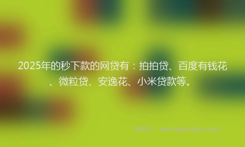 2025年的秒下款的网贷有：拍拍贷、百度有钱花、微粒贷、安逸花、小米贷款等。