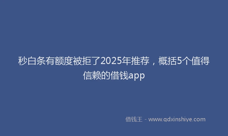 秒白条有额度被拒了2025年推荐，概括5个值得信赖的借钱app