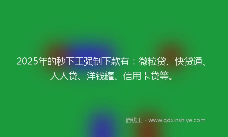 2025年的秒下王强制下款有：微粒贷、快贷通、人人贷、洋钱罐、信用卡贷等。