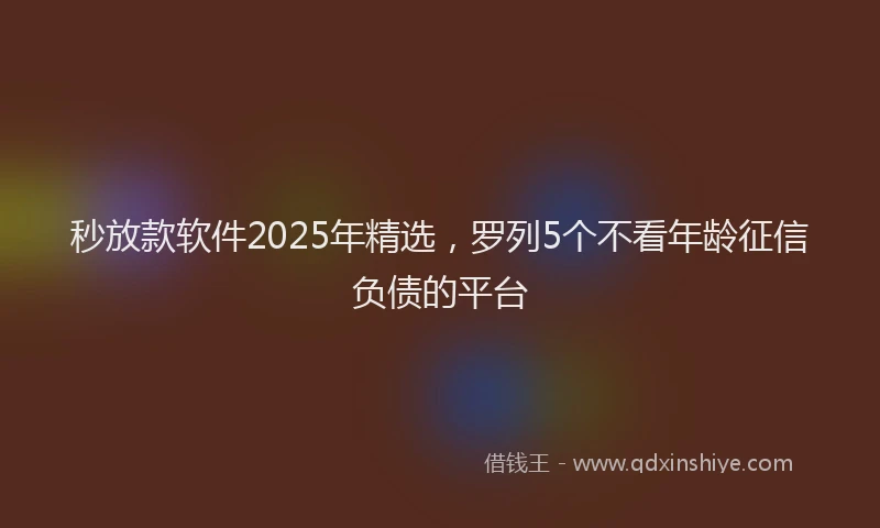 秒放款软件2025年精选，罗列5个不看年龄征信负债的平台