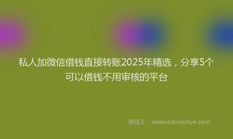私人加微信借钱直接转账2025年精选，分享5个可以借钱不用审核的平台