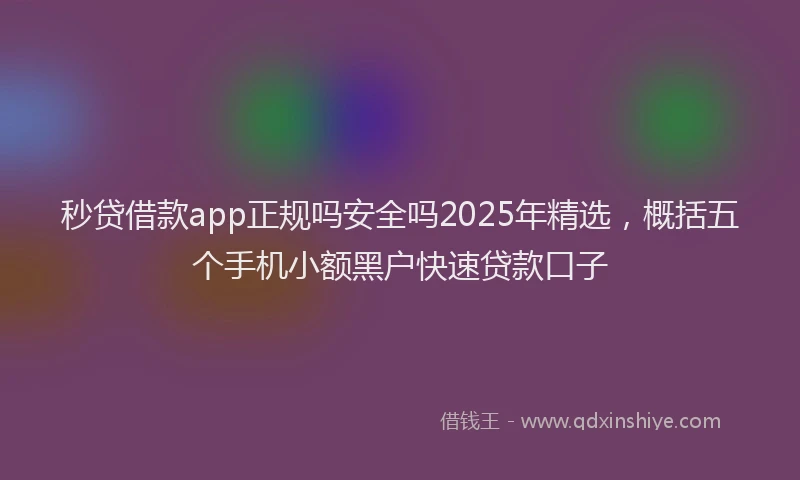 秒贷借款app正规吗安全吗2025年精选，概括五个手机小额黑户快速贷款口子