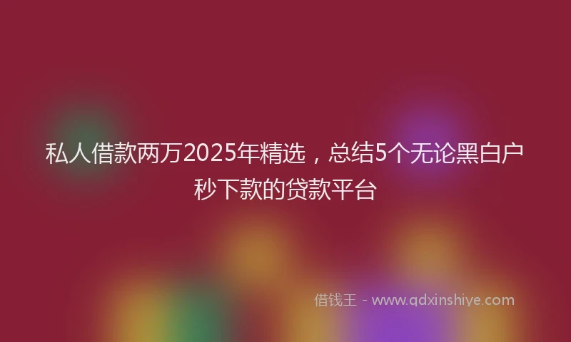 私人借款两万2025年精选，总结5个无论黑白户秒下款的贷款平台