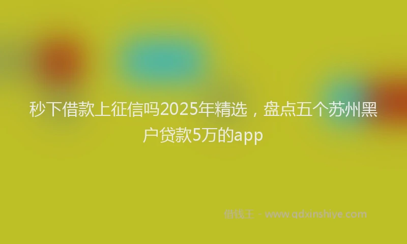 秒下借款上征信吗2025年精选，盘点五个苏州黑户贷款5万的app