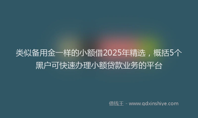 类似备用金一样的小额借2025年精选，概括5个黑户可快速办理小额贷款业务的平台