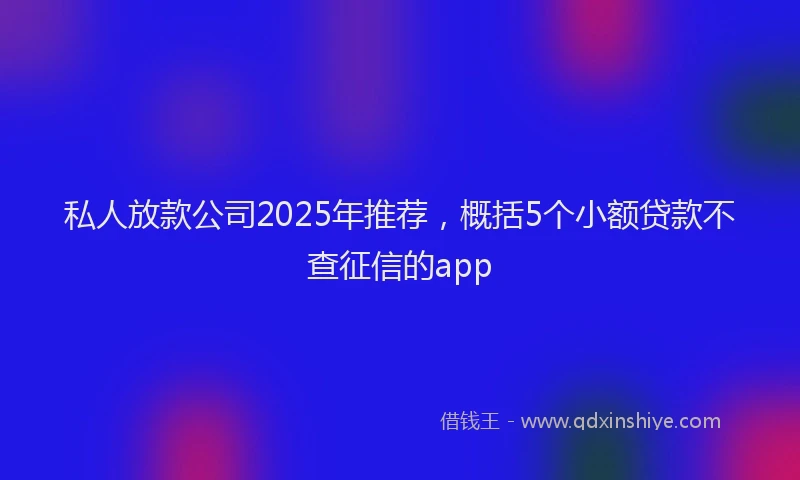 私人放款公司2025年推荐，概括5个小额贷款不查征信的app
