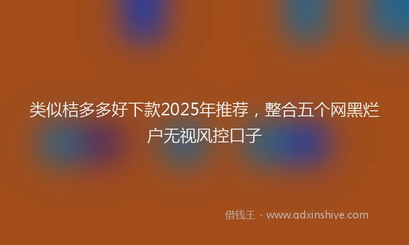 类似桔多多好下款2025年推荐，整合五个网黑烂户无视风控口子
