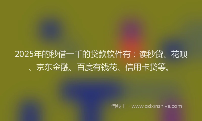 2025年的秒借一千的贷款软件有：读秒贷、花呗、京东金融、百度有钱花、信用卡贷等。