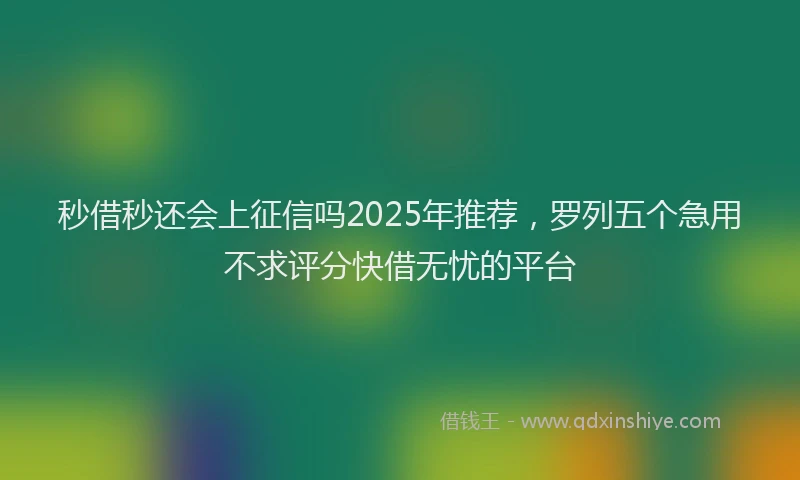 秒借秒还会上征信吗2025年推荐，罗列五个急用不求评分快借无忧的平台