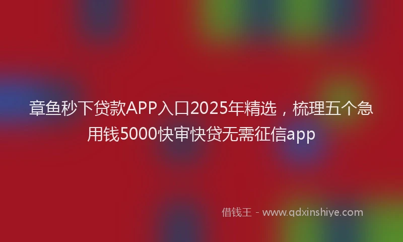 章鱼秒下贷款APP入口2025年精选，梳理五个急用钱5000快审快贷无需征信app