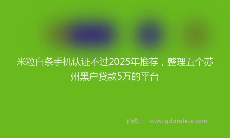 米粒白条手机认证不过2025年推荐，整理五个苏州黑户贷款5万的平台