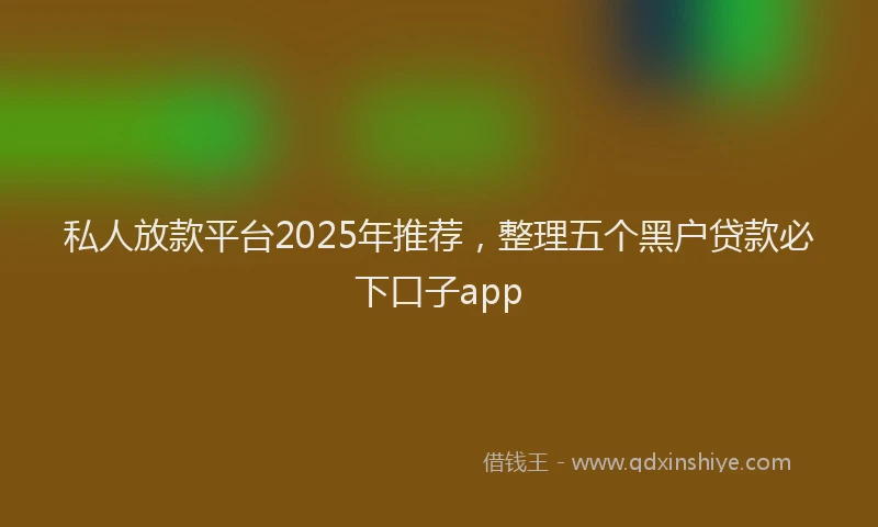 私人放款平台2025年推荐，整理五个黑户贷款必下口子app