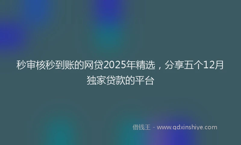 秒审核秒到账的网贷2025年精选，分享五个12月独家贷款的平台