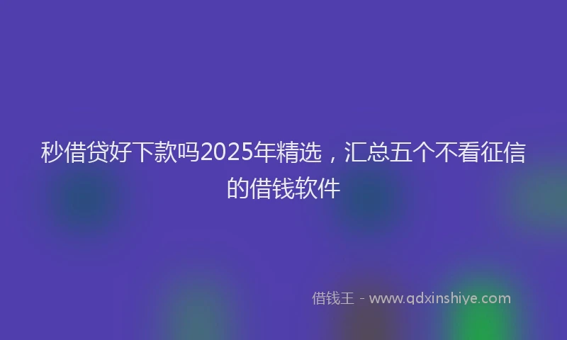 秒借贷好下款吗2025年精选，汇总五个不看征信的借钱软件