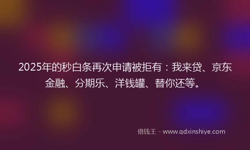 2025年的秒白条再次申请被拒有：我来贷、京东金融、分期乐、洋钱罐、替你还等。