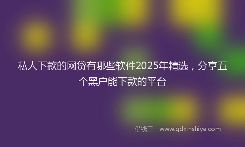 私人下款的网贷有哪些软件2025年精选，分享五个黑户能下款的平台