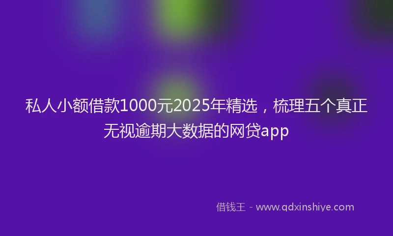 私人小额借款1000元2025年精选，梳理五个真正无视逾期大数据的网贷app