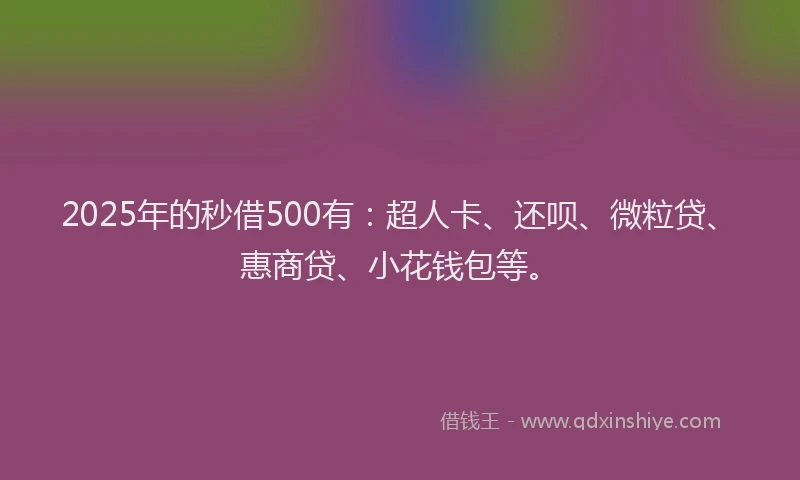 2025年的秒借500有：超人卡、还呗、微粒贷、惠商贷、小花钱包等。