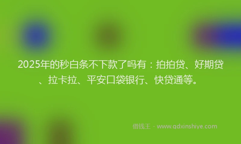 2025年的秒白条不下款了吗有：拍拍贷、好期贷、拉卡拉、平安口袋银行、快贷通等。