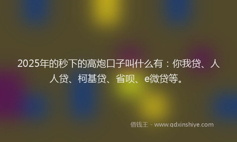 2025年的秒下的高炮口子叫什么有：你我贷、人人贷、柯基贷、省呗、e微贷等。