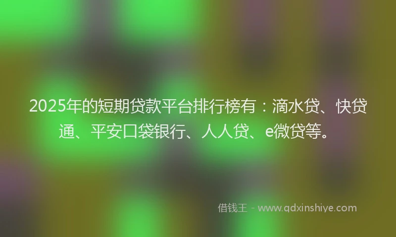 2025年的短期贷款平台排行榜有：滴水贷、快贷通、平安口袋银行、人人贷、e微贷等。