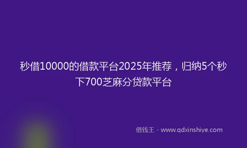 秒借10000的借款平台2025年推荐，归纳5个秒下700芝麻分贷款平台