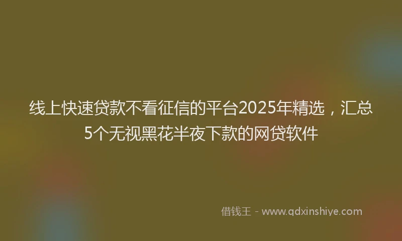 线上快速贷款不看征信的平台2025年精选，汇总5个无视黑花半夜下款的网贷软件