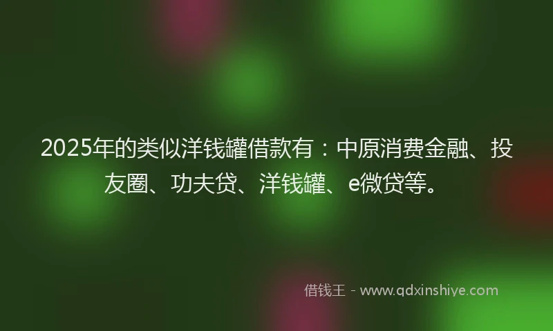 2025年的类似洋钱罐借款有：中原消费金融、投友圈、功夫贷、洋钱罐、e微贷等。