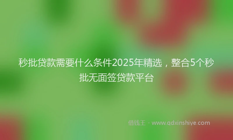 秒批贷款需要什么条件2025年精选，整合5个秒批无面签贷款平台