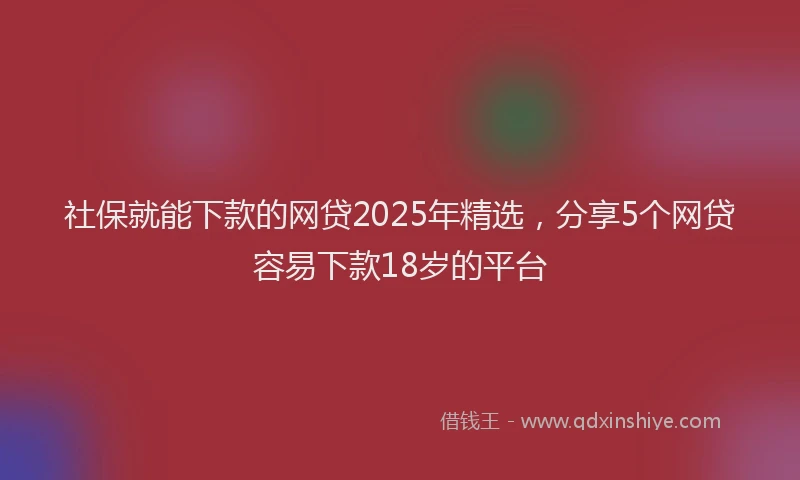社保就能下款的网贷2025年精选，分享5个网贷容易下款18岁的平台