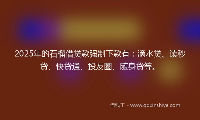 2025年的石榴借贷款强制下款有：滴水贷、读秒贷、快贷通、投友圈、随身贷等。