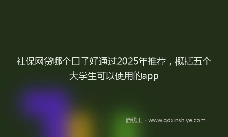 社保网贷哪个口子好通过2025年推荐，概括五个大学生可以使用的app