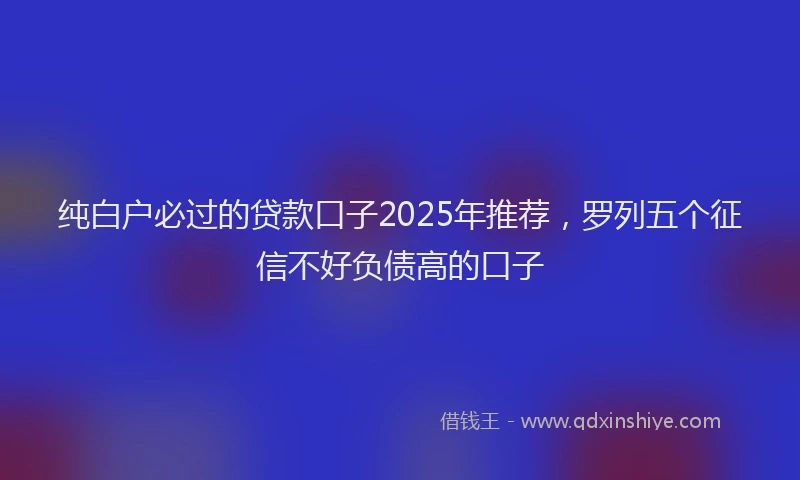 纯白户必过的贷款口子2025年推荐，罗列五个征信不好负债高的口子