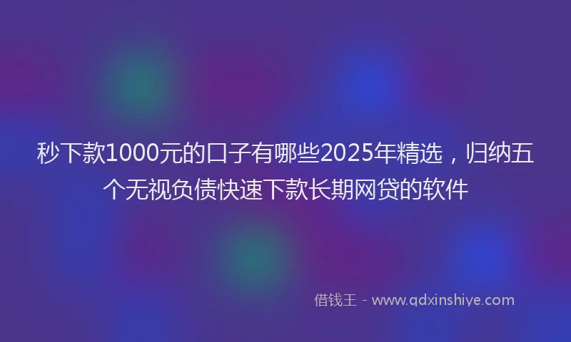 秒下款1000元的口子有哪些2025年精选，归纳五个无视负债快速下款长期网贷的软件