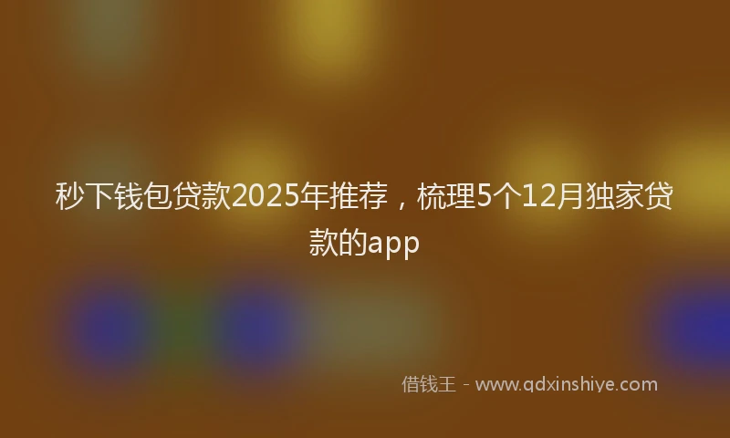秒下钱包贷款2025年推荐，梳理5个12月独家贷款的app