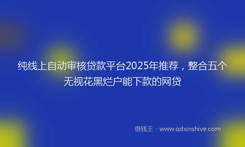 纯线上自动审核贷款平台2025年推荐，整合五个无视花黑烂户能下款的网贷