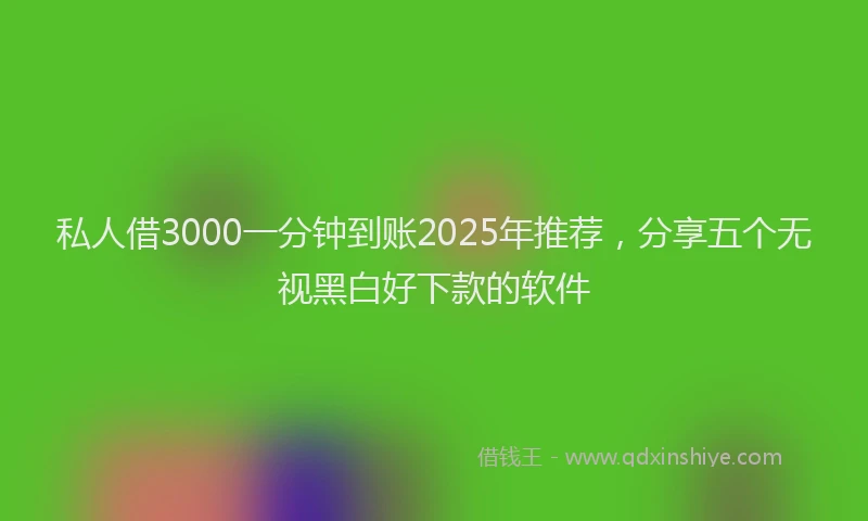 私人借3000一分钟到账2025年推荐，分享五个无视黑白好下款的软件