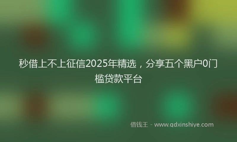 秒借上不上征信2025年精选，分享五个黑户0门槛贷款平台