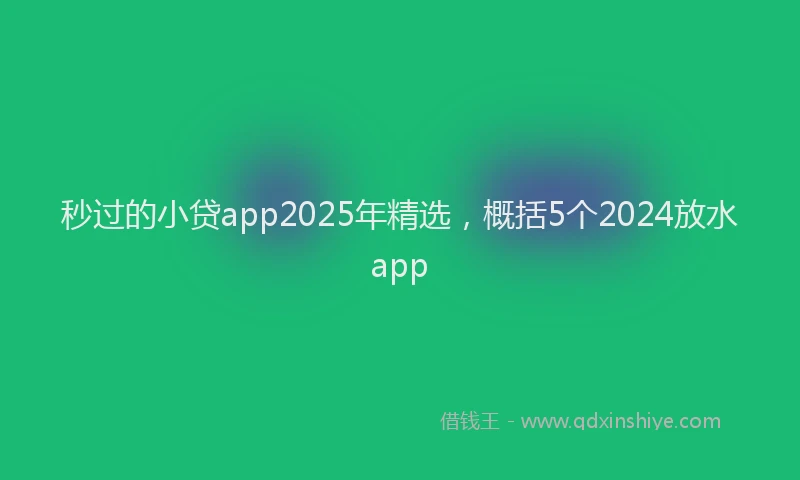 秒过的小贷app2025年精选，概括5个2024放水app