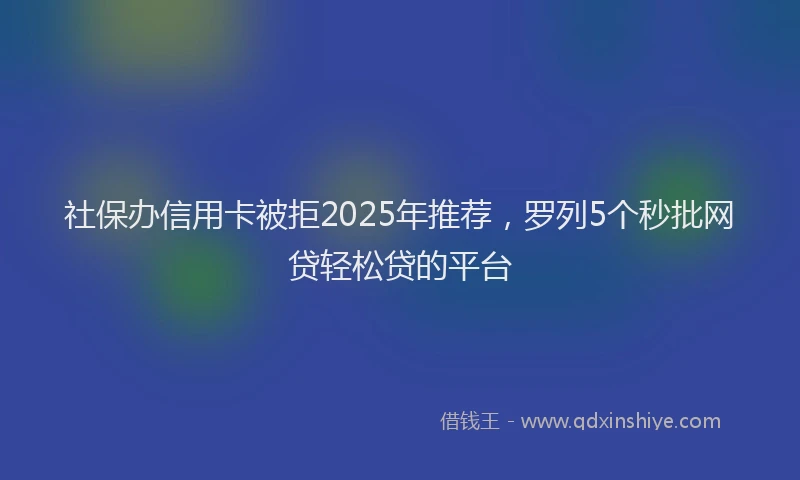 社保办信用卡被拒2025年推荐，罗列5个秒批网贷轻松贷的平台