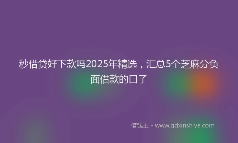 秒借贷好下款吗2025年精选，汇总5个芝麻分负面借款的口子