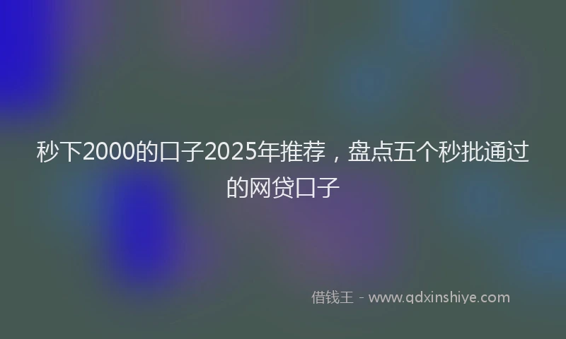秒下2000的口子2025年推荐，盘点五个秒批通过的网贷口子