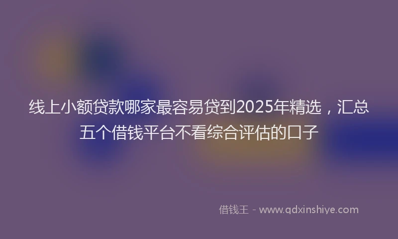 线上小额贷款哪家最容易贷到2025年精选，汇总五个借钱平台不看综合评估的口子