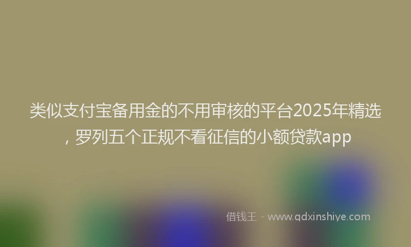 类似支付宝备用金的不用审核的平台2025年精选，罗列五个正规不看征信的小额贷款app